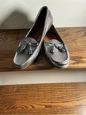 Coach Metallic Gray Tassel Loafers